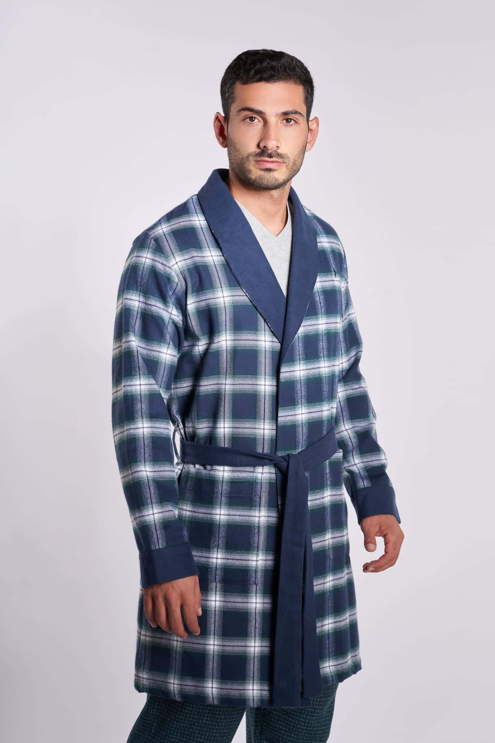 Navy Checks Robe(17) Secondary image