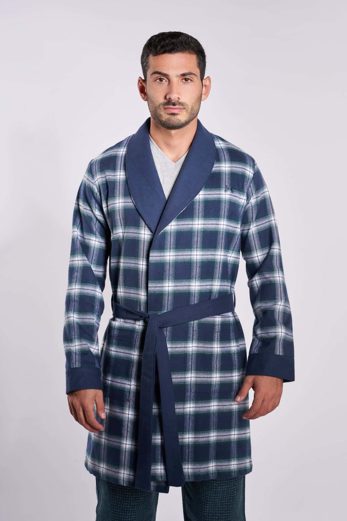 Navy Checks Robe(17)