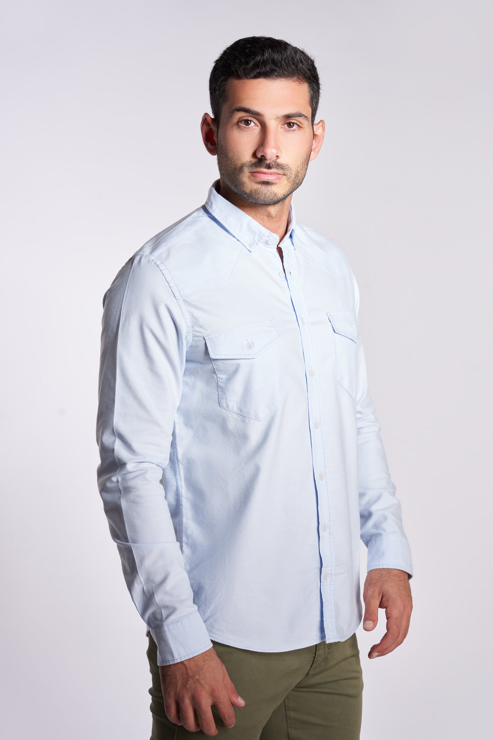 Light blue sleeved men's shirt(693)