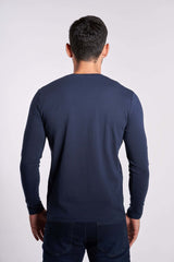 Navy Long Sleeves Basic T-shirt(48) - nagahomme