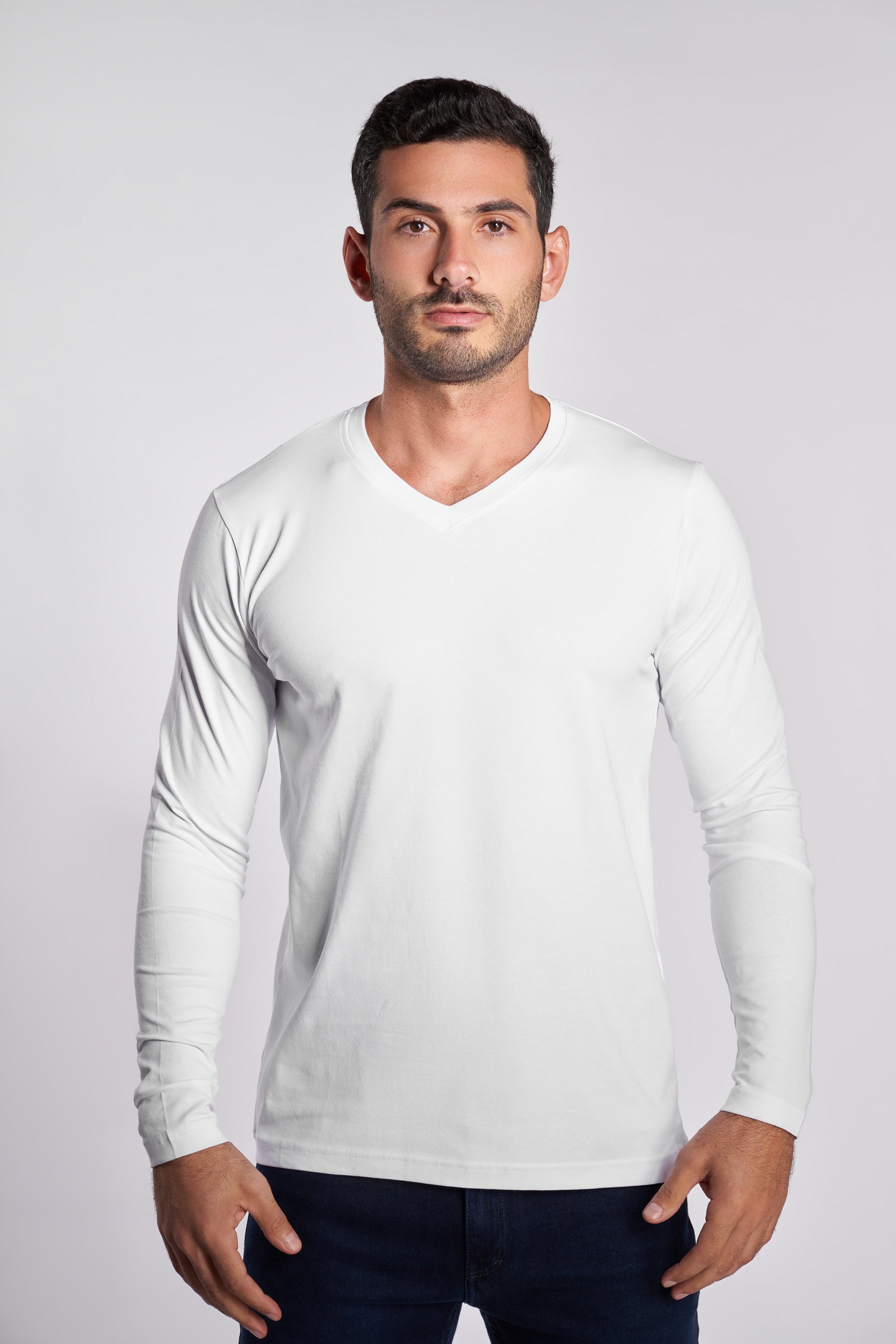 White Long Sleeves Basic T-shirt(48)