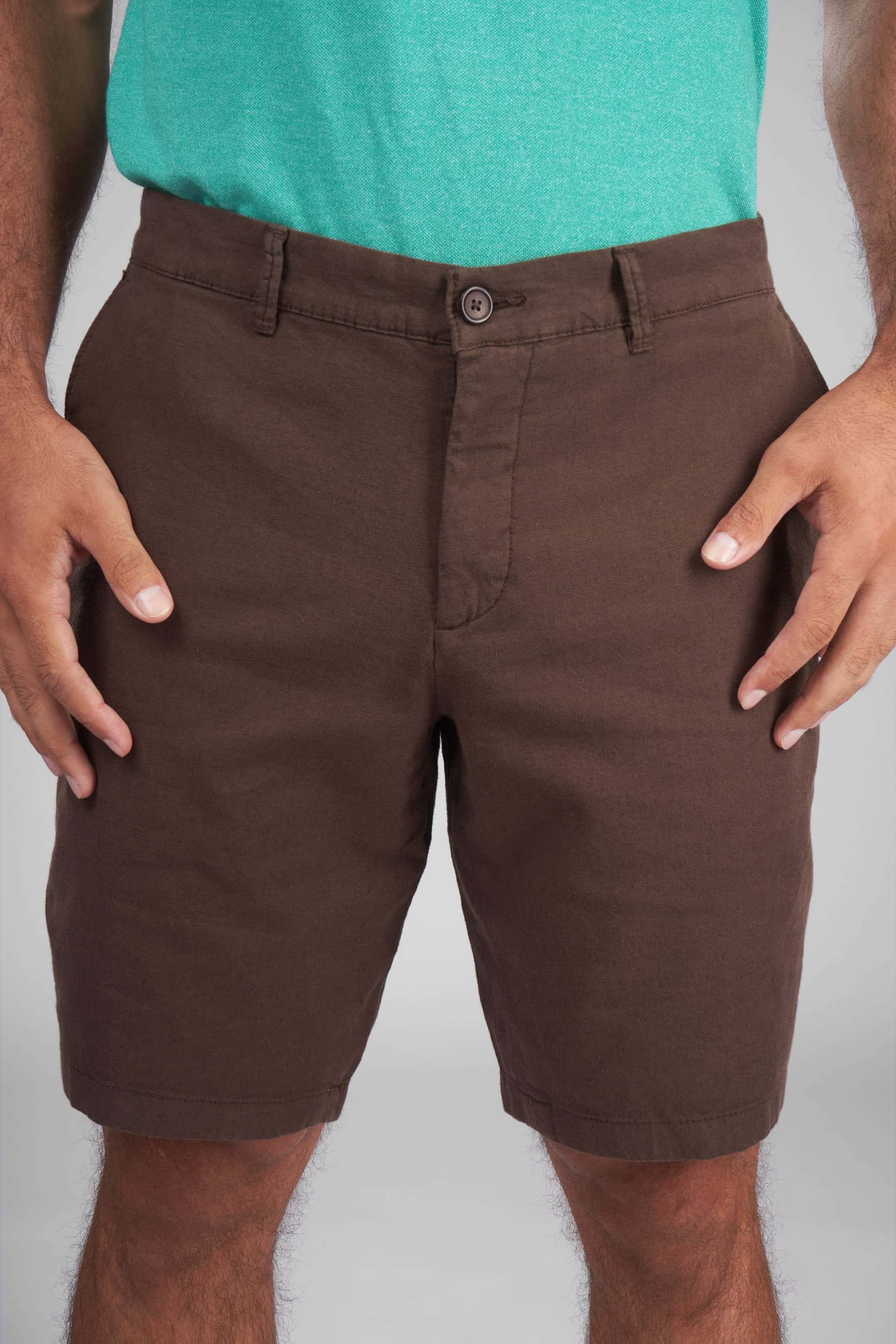 Brown Linen Shorts(32) - nagahomme Main image