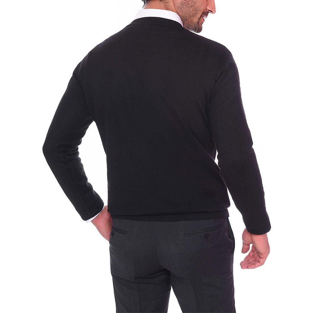 Black Acrylic V-Neck Pullover