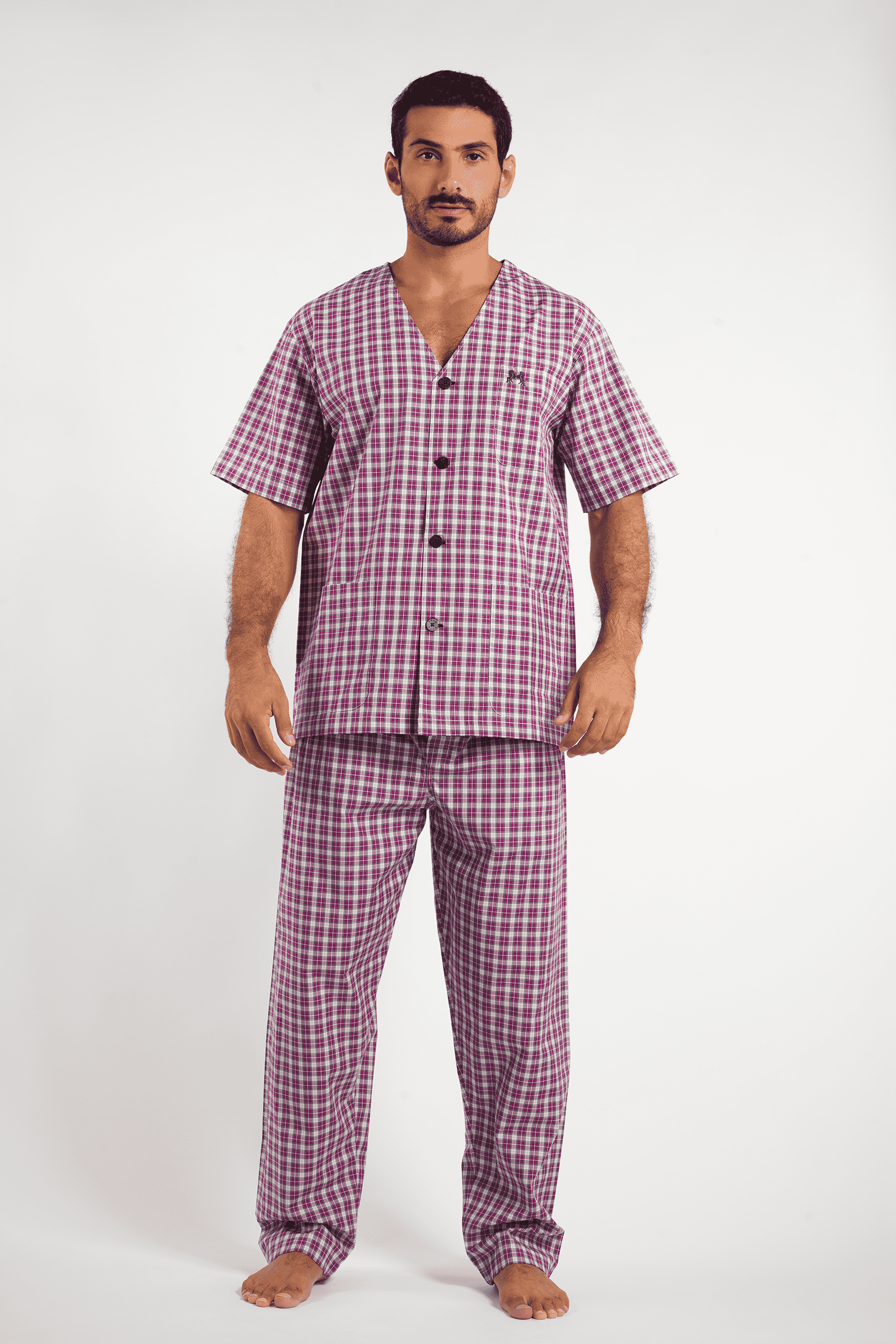 Dark Mauve Classic Pajamas 2 Pieces-(66) - nagahomme