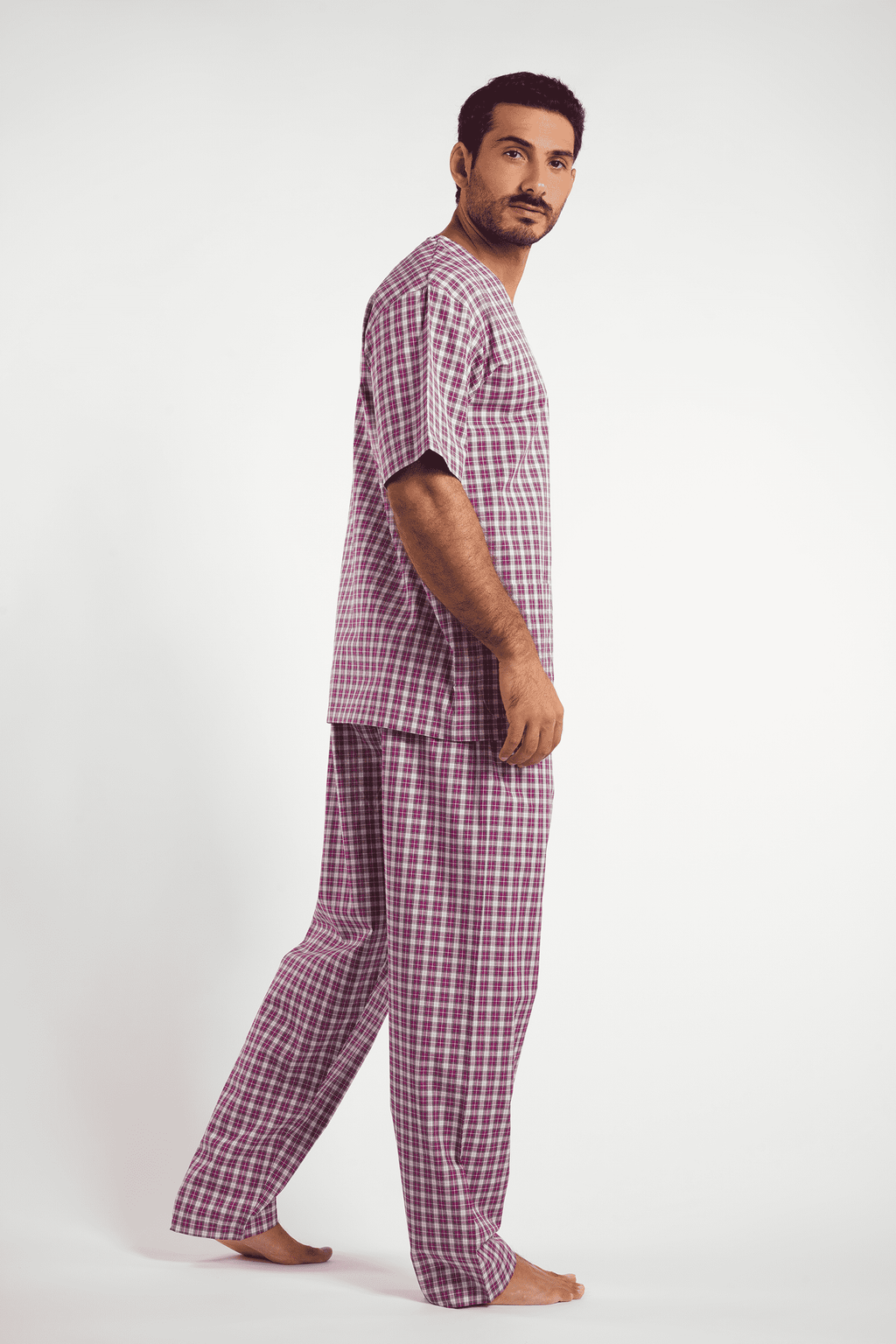 Dark Mauve Classic Pajamas 2 Pieces-(66) - nagahomme