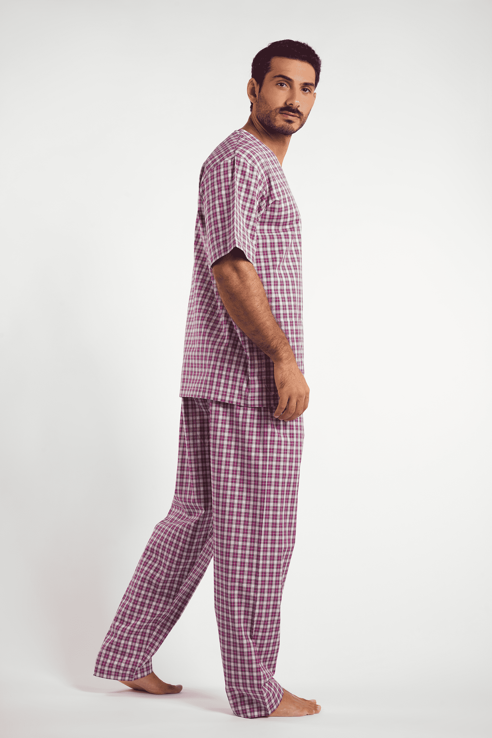 Dark Mauve Classic Pajamas 2 Pieces-(66) - nagahomme