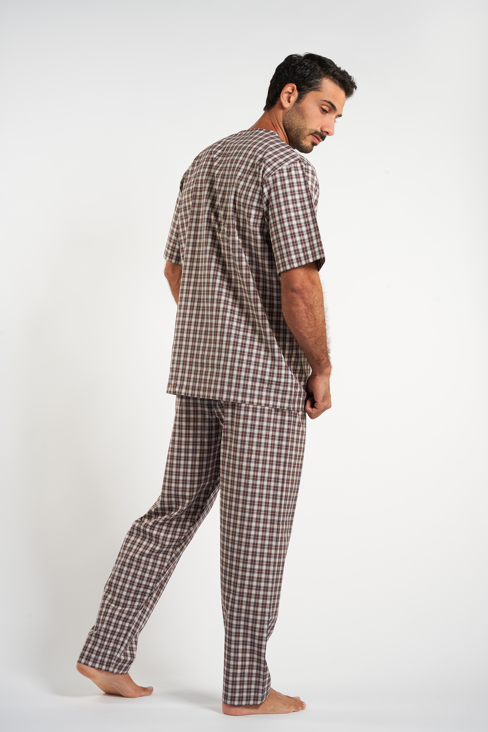 Brown Classic Pajamas 2 Pieces-(66)