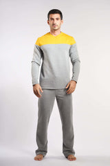 Yellow - Grey 2 Pieces Men Pajama(mpjl102)