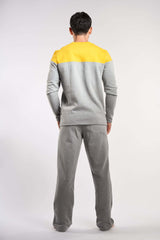 Yellow - Grey 2 Pieces Men Pajama(mpjl102)