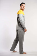 Yellow - Grey 2 Pieces Men Pajama(mpjl102)