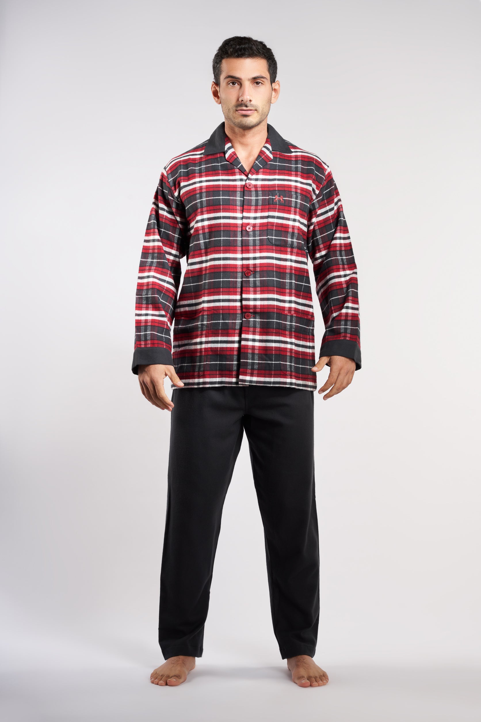 Red -Black 2 pieces checks pajamas(mpjlc-91)