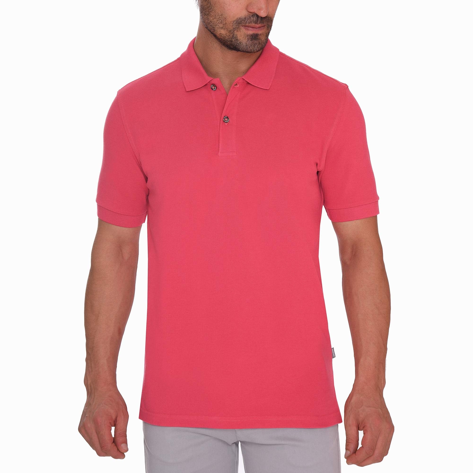 Pink Plain Short Sleeves Polo(01)