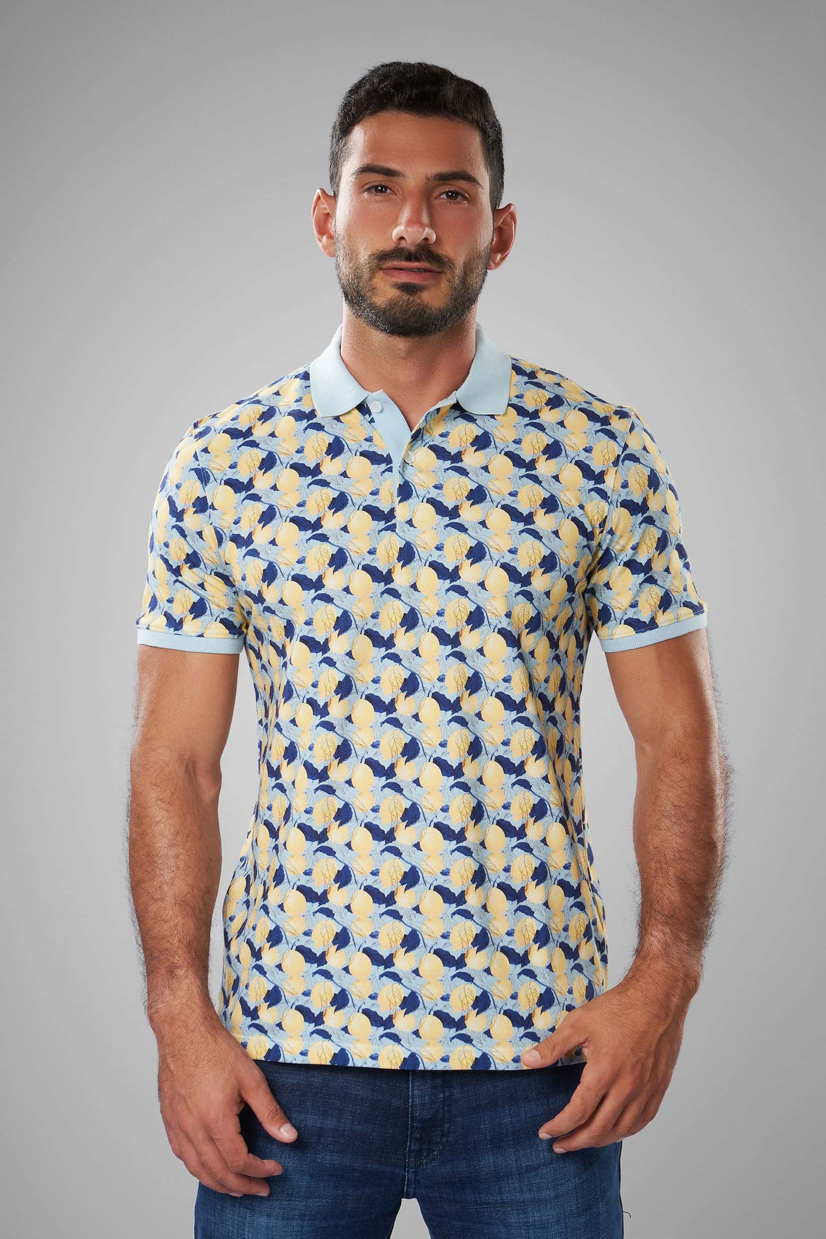 Yellow PRINTED Short Sleeves Polo(17) - nagahomme Main image