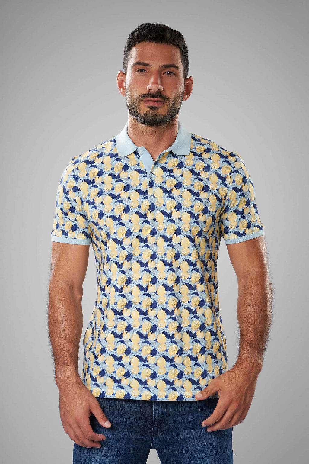 Yellow PRINTED Short Sleeves Polo(17) - nagahomme
