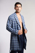 Navy Checks Men Robe(07) - nagahomme