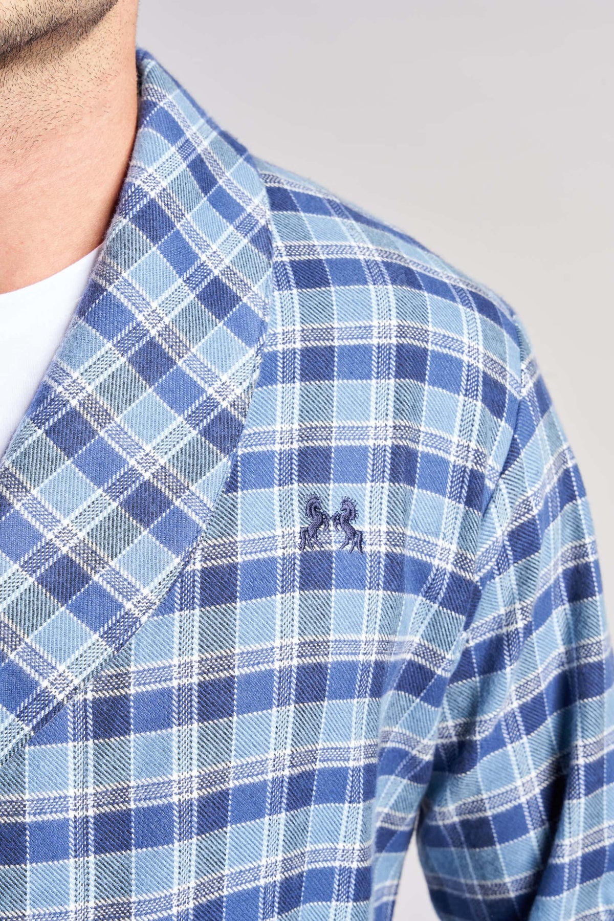 Navy Checks Men Robe(07) - nagahomme