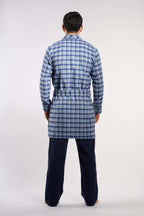 Navy Checks Men Robe(07) - nagahomme