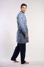 Navy Checks Men Robe(07) - nagahomme