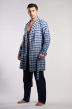Navy Checks Men Robe(07) - nagahomme