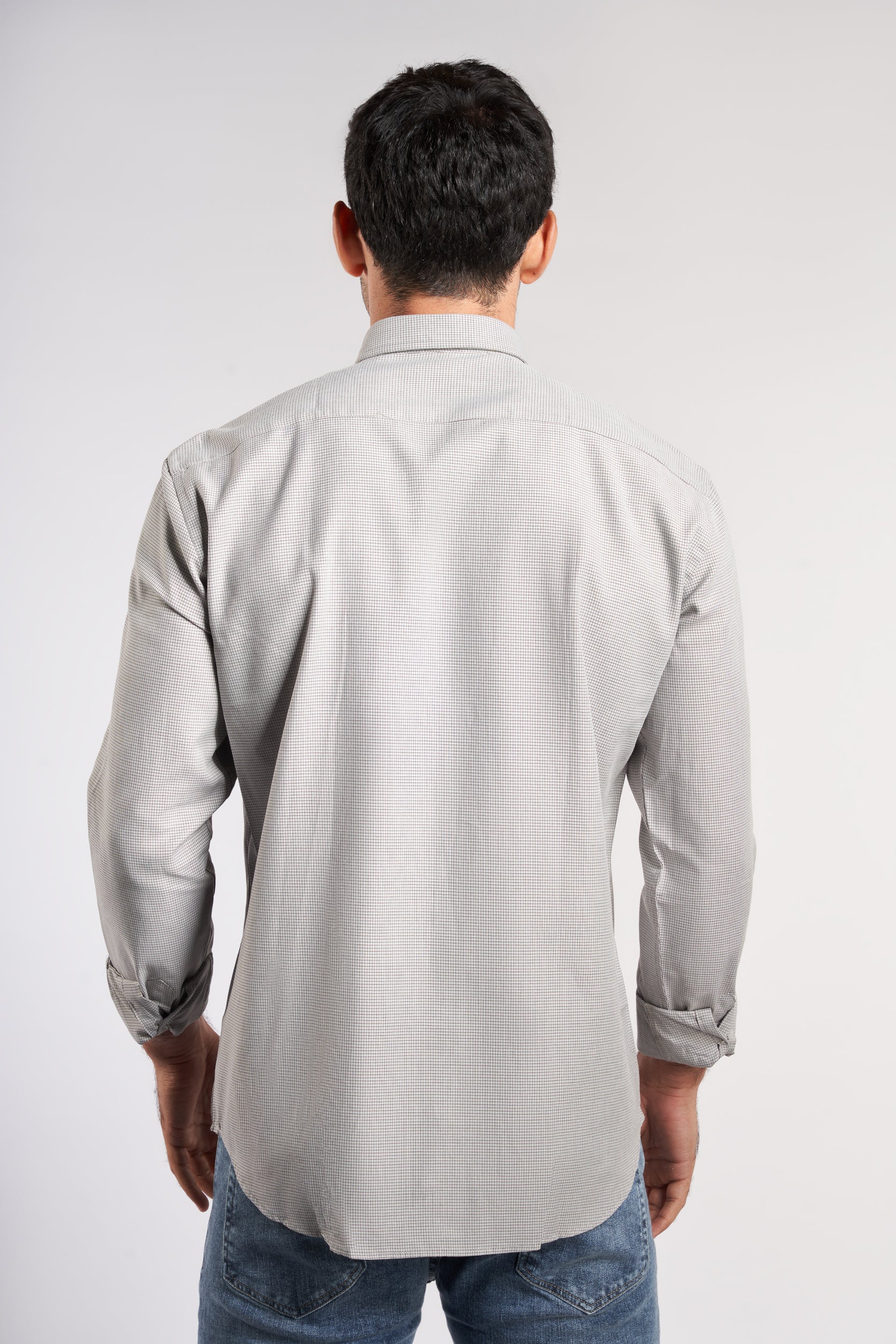 brown Cotton Long Sleeve Shirt(645)