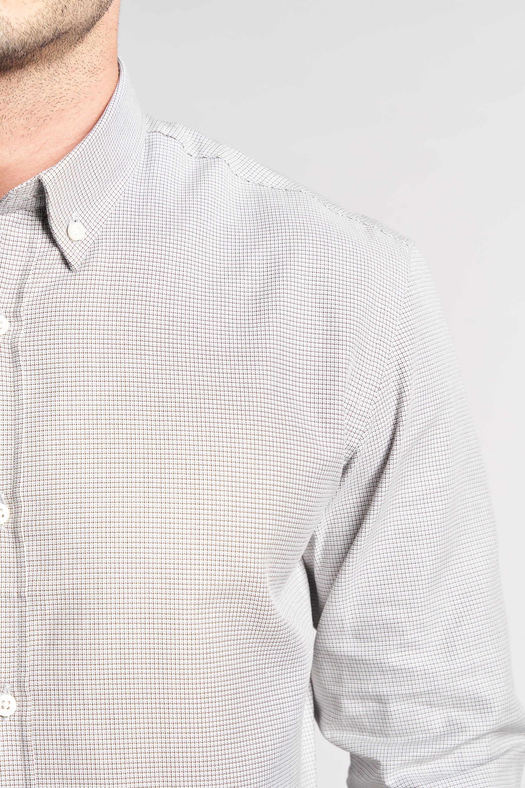 brown Cotton Long Sleeve Shirt(645)