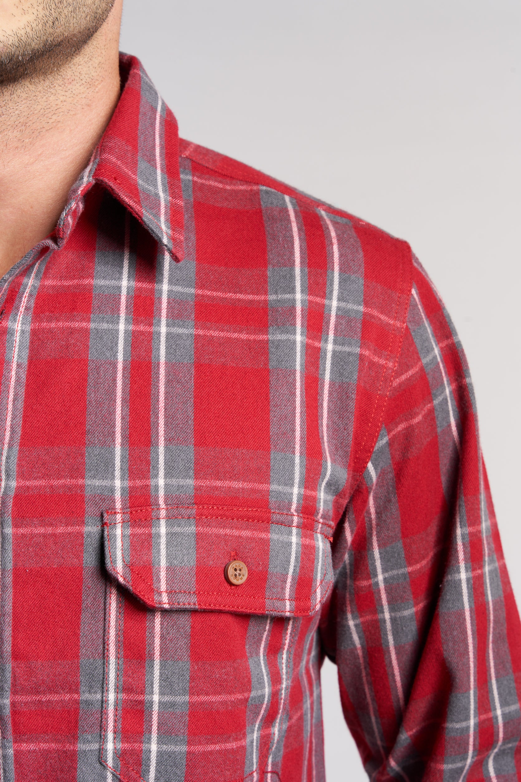 Red-Grey Checks Cotton Shirt(662)